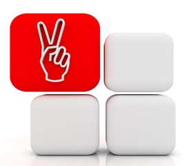 3d red cube and sign