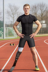 Handicapped sprinter standing track