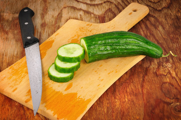 slices of cucumber from professional knife in studio