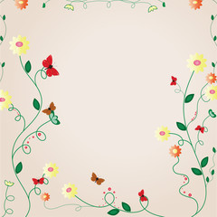 Floral card in warm colors of summer