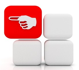 3d red cube and sign