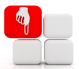 3d red cube and sign