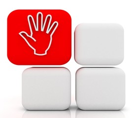 3d red cube and sign