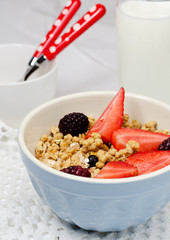 Bowl of healthy muesli and fresh berries