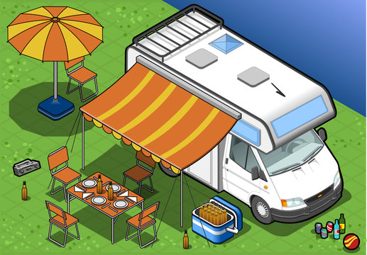 isometric camper in front view