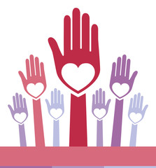 Voting or helpful hands with copy space vector.