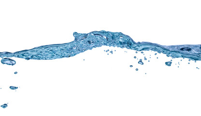 Water splash with reflection, isolated on white background 