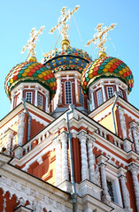 Fototapeta na wymiar Domes church Nativity of Most Holy Mother God
