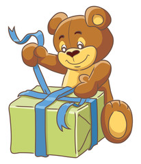 Teddy bear and gift box