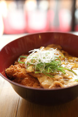 Katsudon - Japanese breaded deep fried pork cutlet (tonkatsu) to