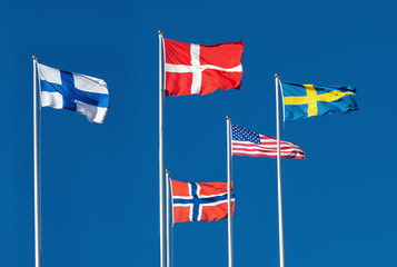 Scandinavian and US Flag