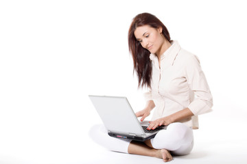 Young woman working with laptop