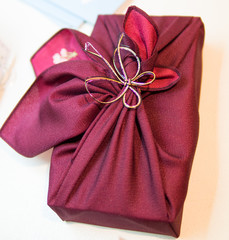Red fabric gift bag