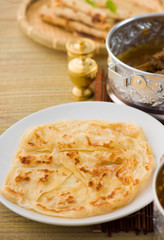 roti canai flat bread, very famous mamak food in malaysia, usual