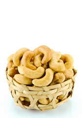 cashew nuts on white background
