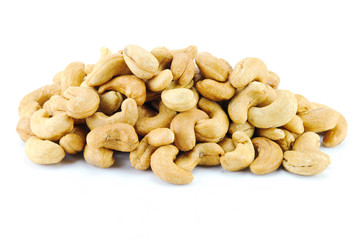 cashew nuts on white background