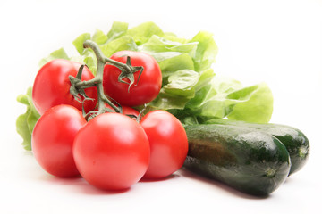 Fresh tomatoes, cucumber and lettuce