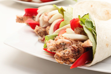 Meat and vegetables on plate