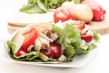 Meat and vegetables on plate