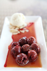 Cherry with ice cream