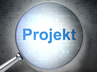 Business concept: Projekt with optical glass on digital