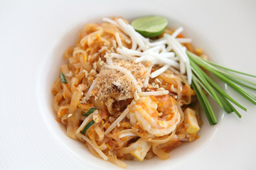 Thai food padthai fried noodle with shrimp
