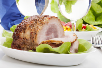 Bacon roulade. Selective focus