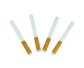 four cigarette on white background