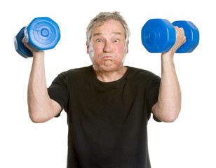 Funny Sportive Senior Man - Hard Exercise
