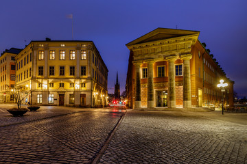 Fototapeta na wymiar Riksgatan Street in the Evening, Stockholm, Sweden