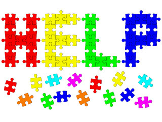 Signal help from puzzle on white background