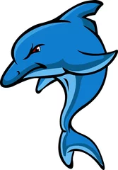 Afwasbaar Fotobehang Dolfijnen boze dolfijn cartoon