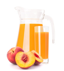 Peach fruit juice in glass jug