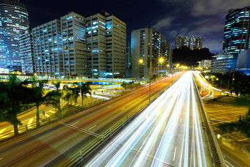 Fototapeta na wymiar Highway at night in modern city