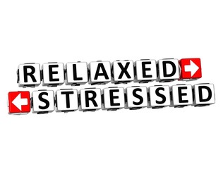 3D Relaxed Stressed Button Click Here Block Text
