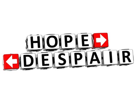 3D Hope Despair Button Click Here Block Text