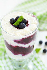 Rice pudding with blueberry