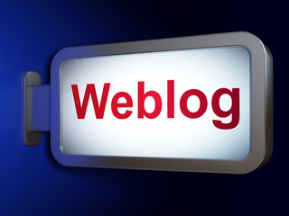 Web development concept: Weblog (german) on billboard background