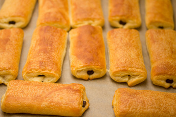 Homemade rolls with chocolate