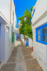 Fototapeta premium Grecja Syros wyspy architektura wśrodku głównego capitol z widokiem o