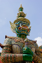 Giant Green Ramayana of Wat Phra Kaewof in thailand