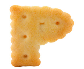 Letter P cracker alphabet isolated on white