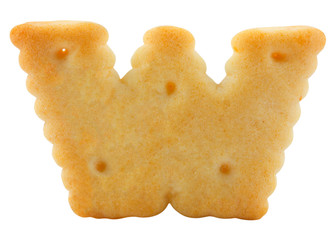 Letter W cracker alphabet isolated on white