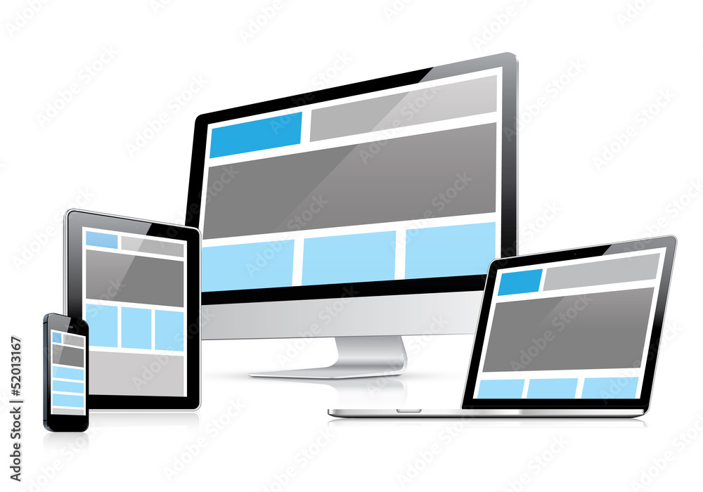 Leinwandbilder responsive web design in electronic devices vector eps10