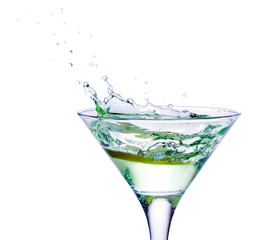 Glass with juice and lemon