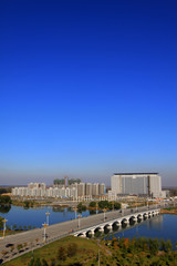 bridge across a river, city Scenery
