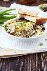 rice baked with cheese and mushrooms