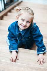 girl walks on trade entertainment center
