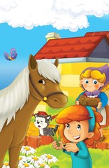 The farm illustration for kids - many different elements