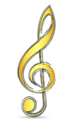 Goldener Violinschlüssel mit Pinsel-Effekt